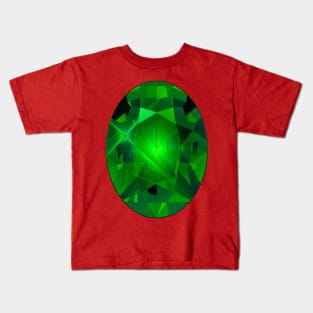 Green Oval Shape Gemstone Kids T-Shirt